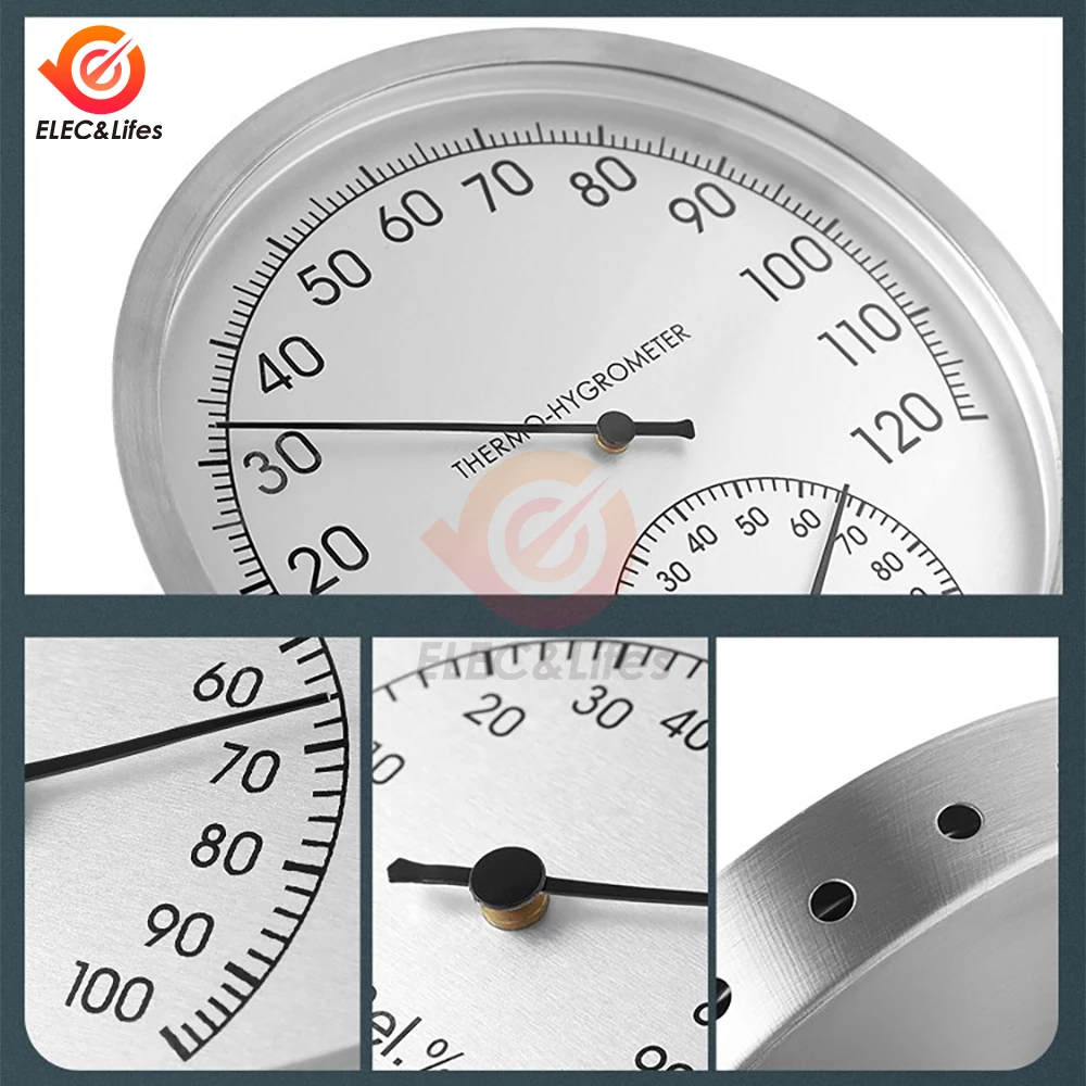 Stainless steel thermometer hygrometer Indoor thermometer High precision fermentation baking hygrometer Mechanical For Home
