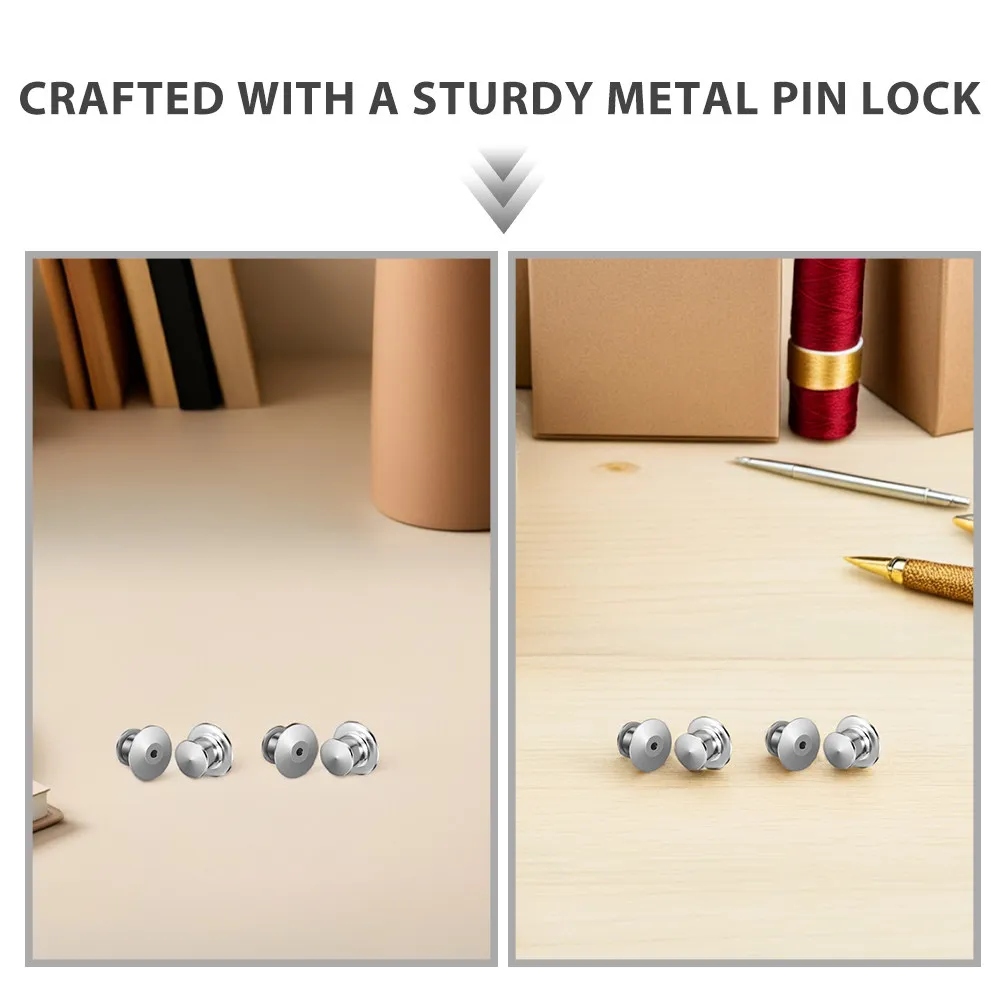 40Pcs Locking Pin Backs Alloy Badge Clips Spring Loaded Metal Pin Keepers for Lapel Pins Brooch Jewelry Lapel Badge Backs