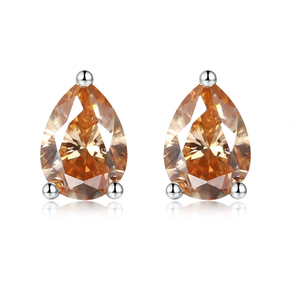 

Yellow Moissanite Earrings Stud Gold Plated Pear Drop Silver Moissanite Earrings