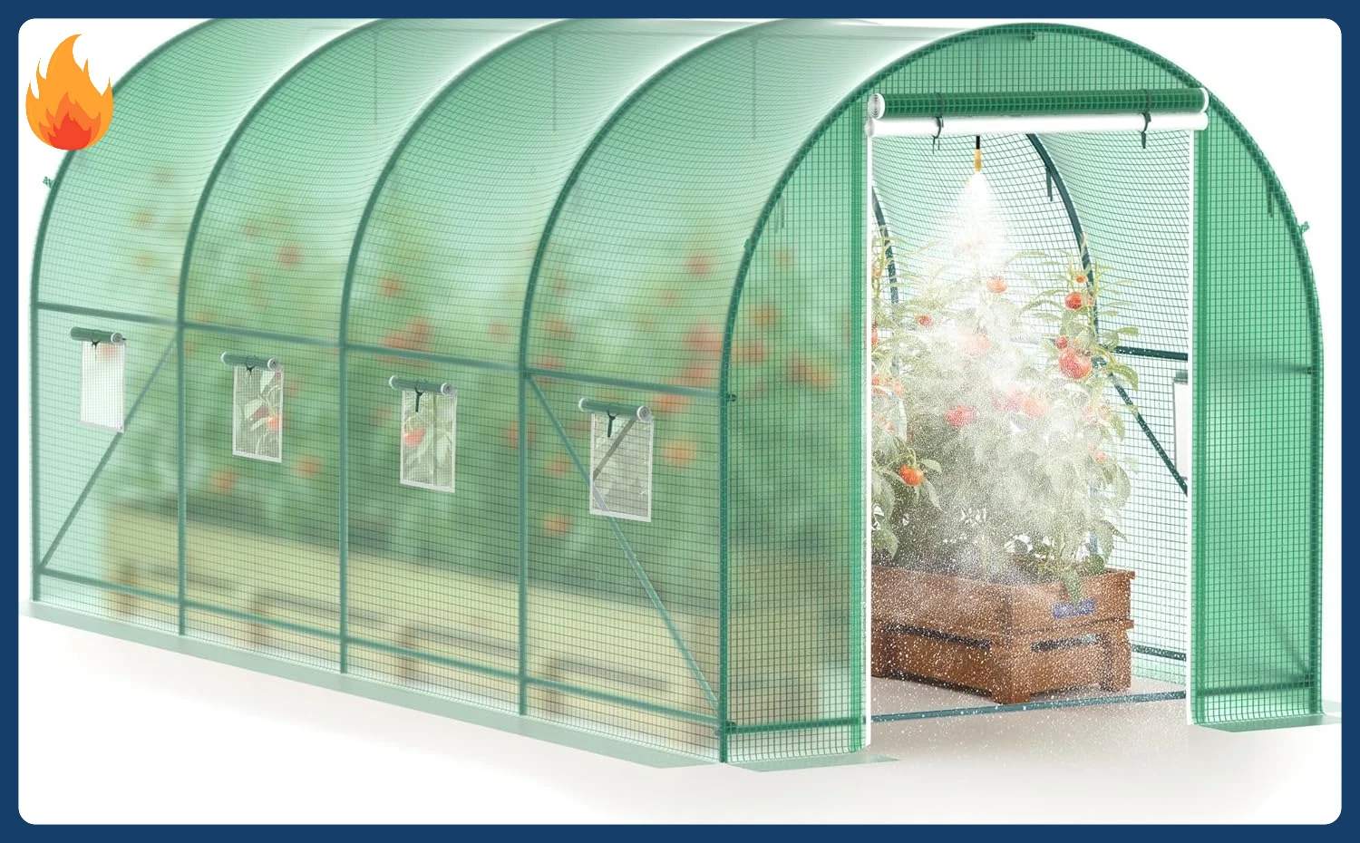 

[New Arrival!]Greenhouse, 15’x7’x7’ Upgraded Walk-in Greenhouse with Spraying System, Heavy Duty Tunnel Green House with 6 Venti