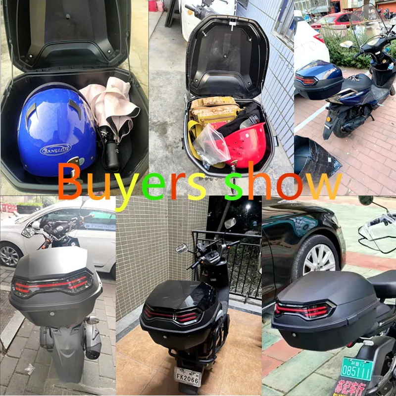 Motorcycle Rear Trunk Electric Vehicle Trunk Large Capacity Thickened Waterproof Reflective Rear Trunk