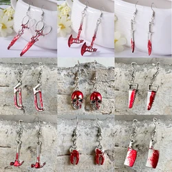 New Gothic Bloody Scissors Axe Dangle Earrings for Women Girls Fashion Dagger Saw Weapon Earring Halloween Party Jewelry Gifts