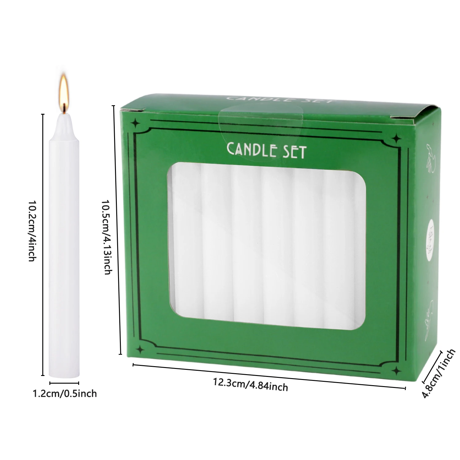 40 White 4-Inch Stick Candles, Drip-Free, Smokeless, Unscented, Household Dinner Candles, Hand-Poured, High-Quality, Suitable for Churches, Homes,