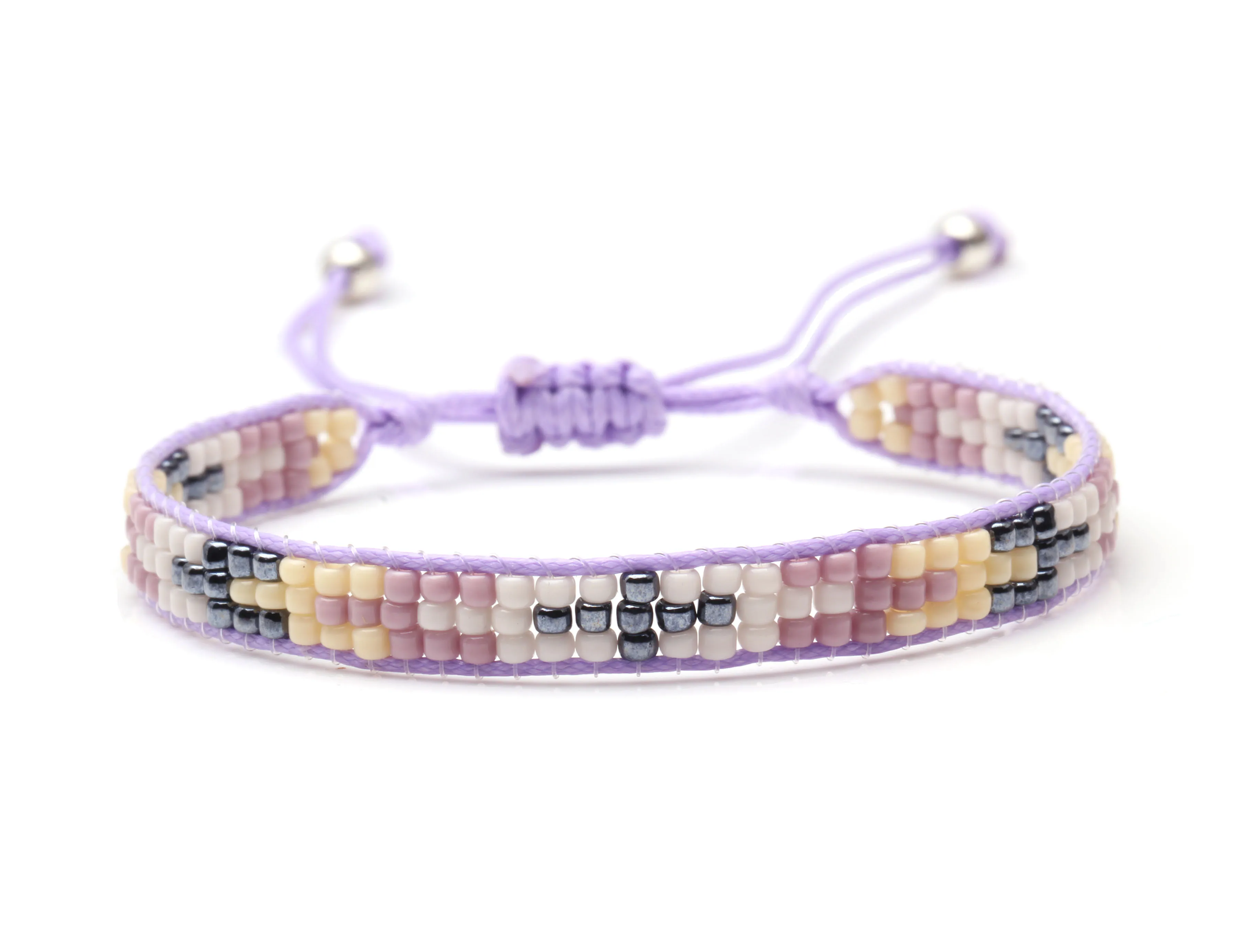 Boho Japan Miyuki Glass Seed Bead Cross Woven Single Wrap Bracelet Women Men Waxed String Slide Knot Adjustable Jewelry Present