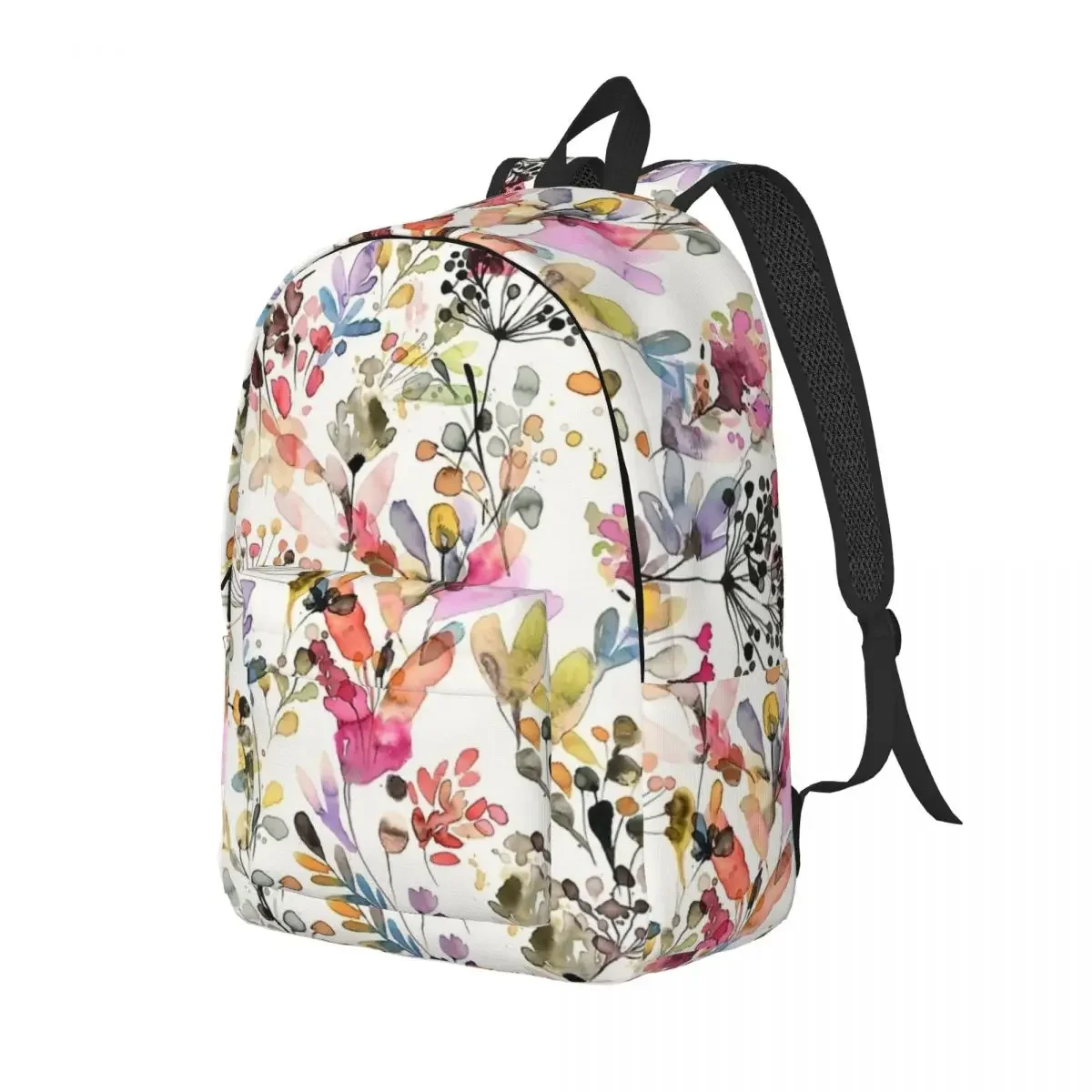 Wild Flowers Plants Watercolor Backpack for Men Women High School Business Daypack Nature Botanical Floral College Canvas Bags