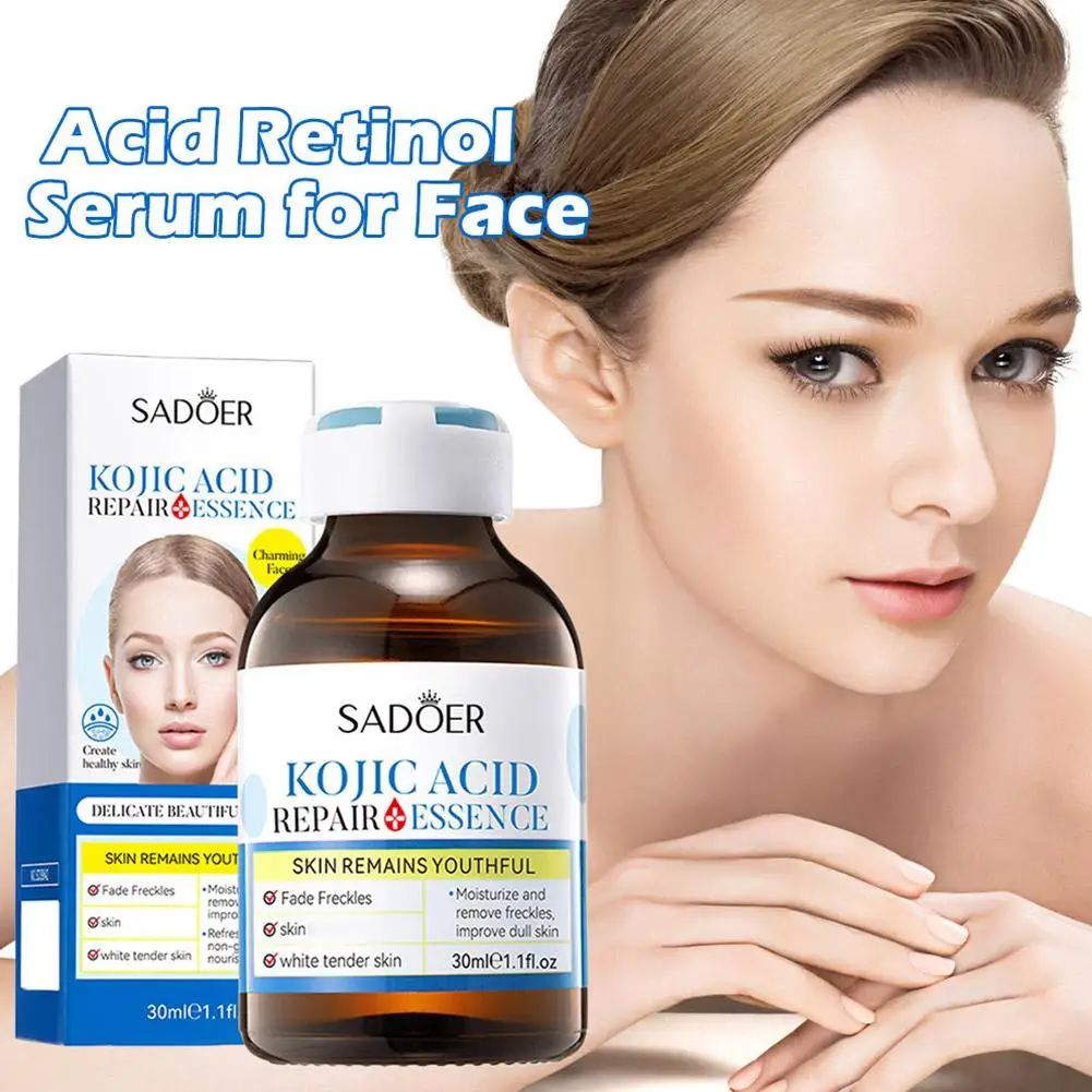 

30ml Kojic Acid Serum Face Lightener Retinol Cosmetic Essence Moisturizing Firming Care Korea Spots Corrector Dark Skin E4Q6