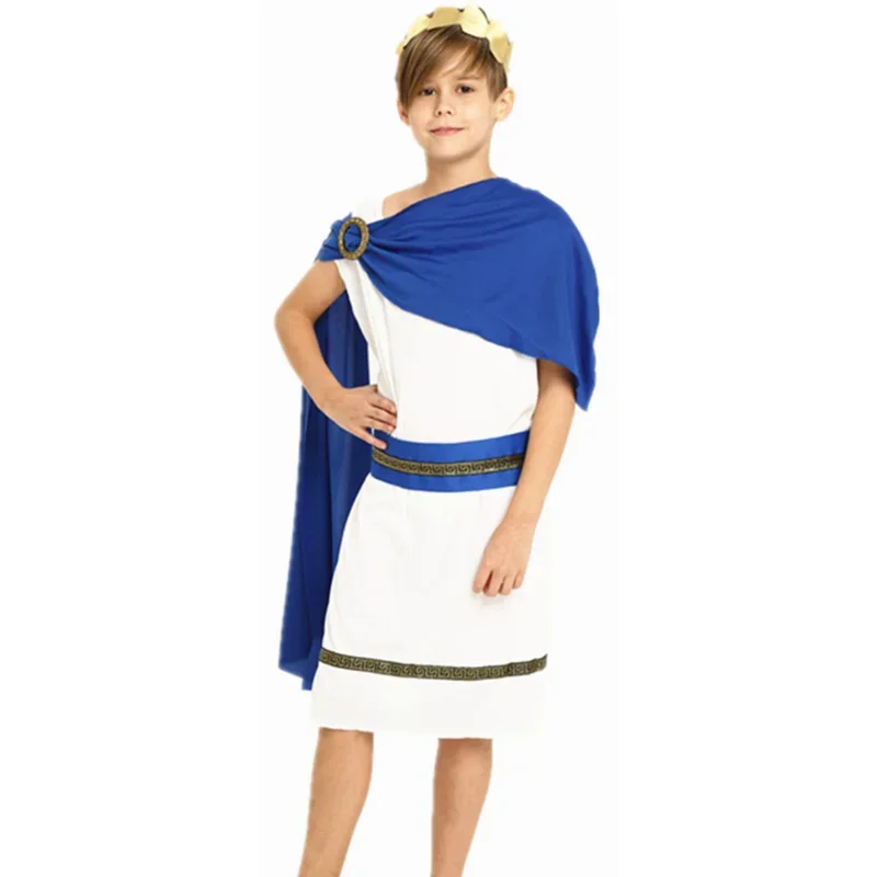 Greek Toga Costume for Boys Girls Kids Ancient Greece Prince/Princess Cosplay Fancy Outfit Mythos Grecian Rome Toga Dress Up