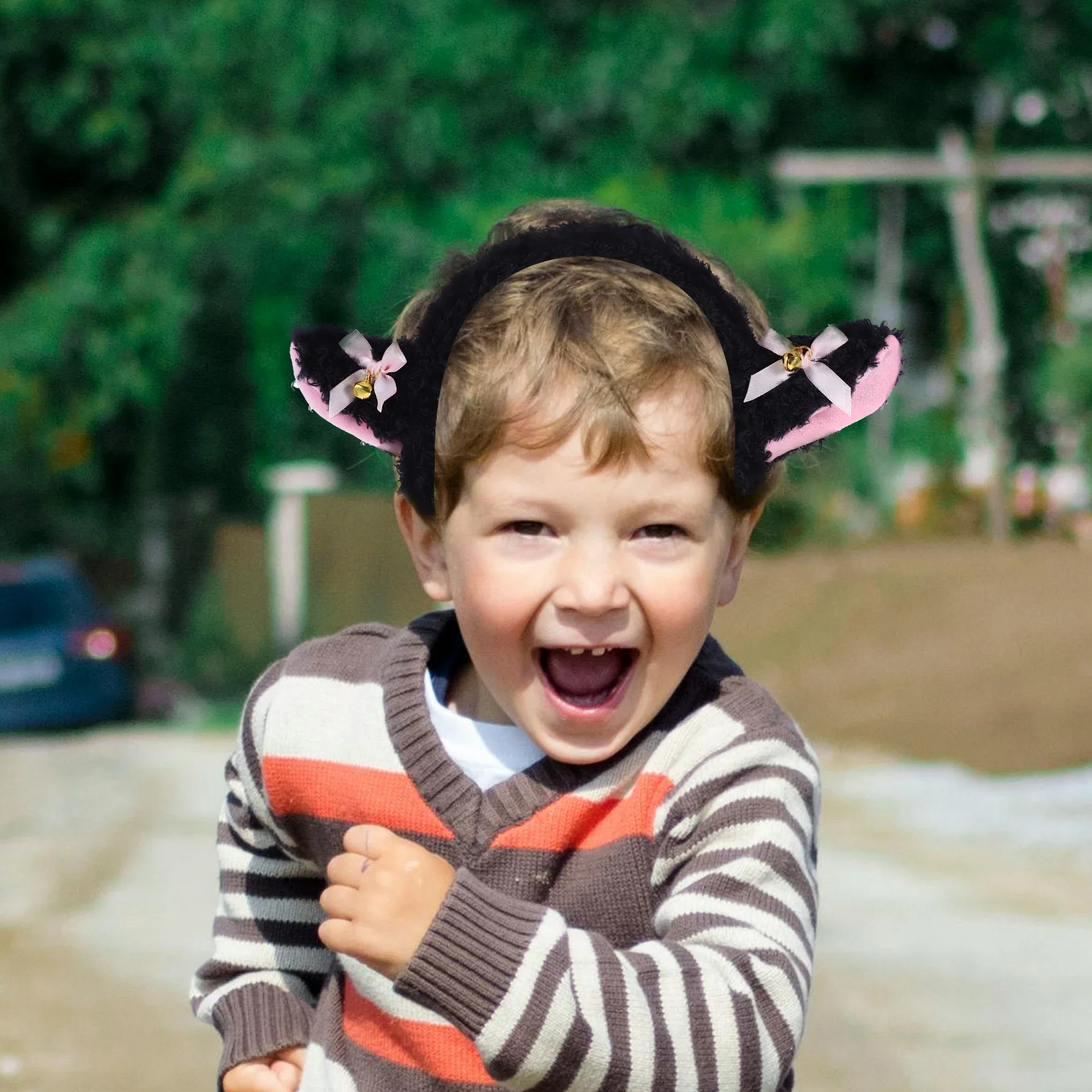 مجموعة واحدة من عصابة رأس الضأن وذيل الأغنام ملحقات أزياء ناعمة ومريحة على شكل حيوان فستان الهالوين للأطفال زي الأغنام التنكري