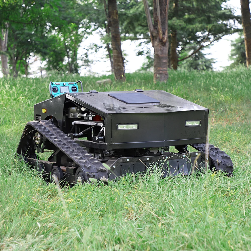 Cortador de grama com controle remoto sobre esteiras personalizado - motor de quatro tempos, tempo de execução de 180 minutos, folga de obstáculos de 800 mm, dispatc multizona