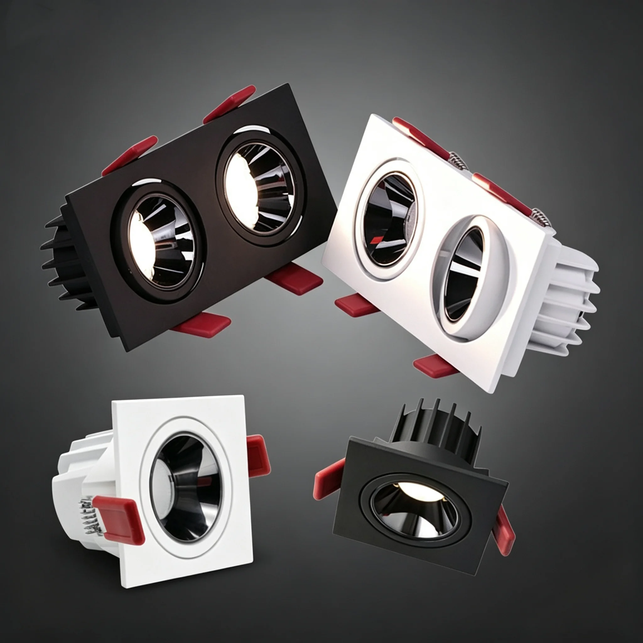 Embedded single/double-head LED spotlights, CREE COB anti-glare ceiling lights, suitable for homes, offices and stores.