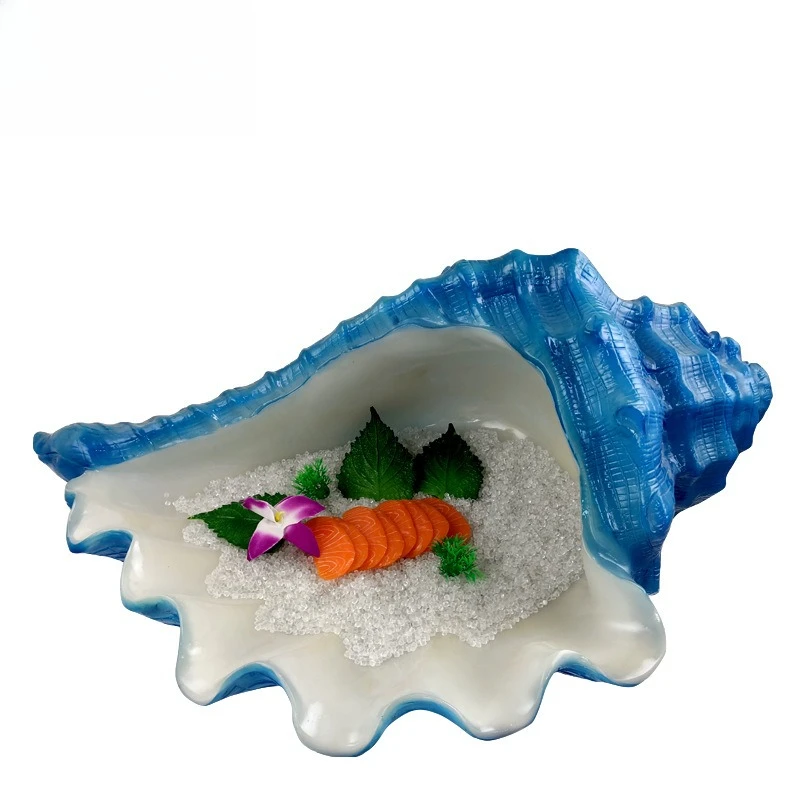 Resin conch sashimi plate, hotel restaurant seafood salmon ice plate, hot pot restaurant seafood plate