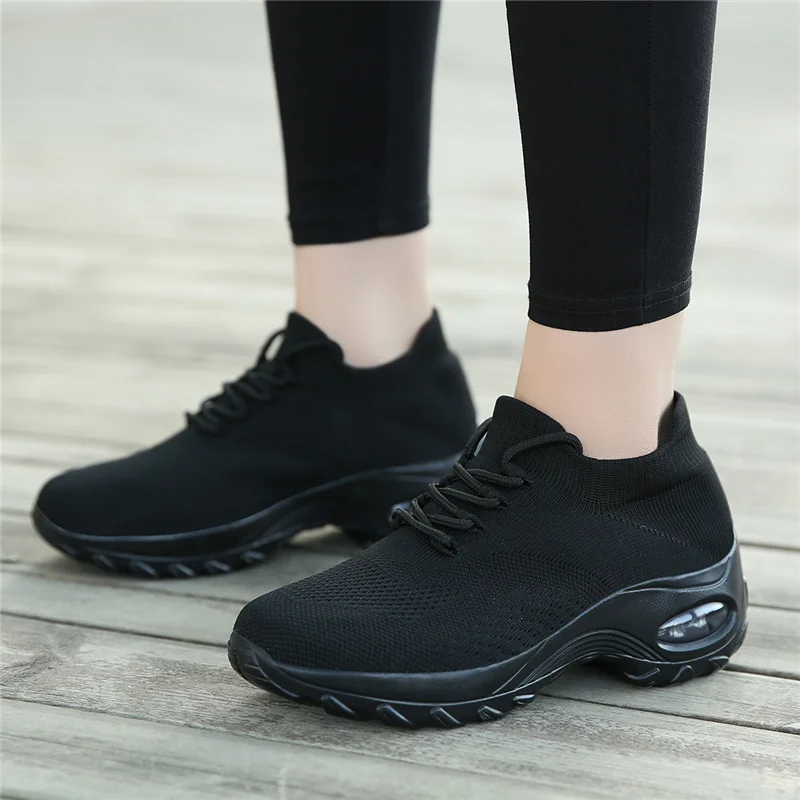 Women 2024 Summer Sport Running Shoes Air Cushioned Increase Height Sneaker Female Mesh Breathable Trainning Shoes Free Delivery