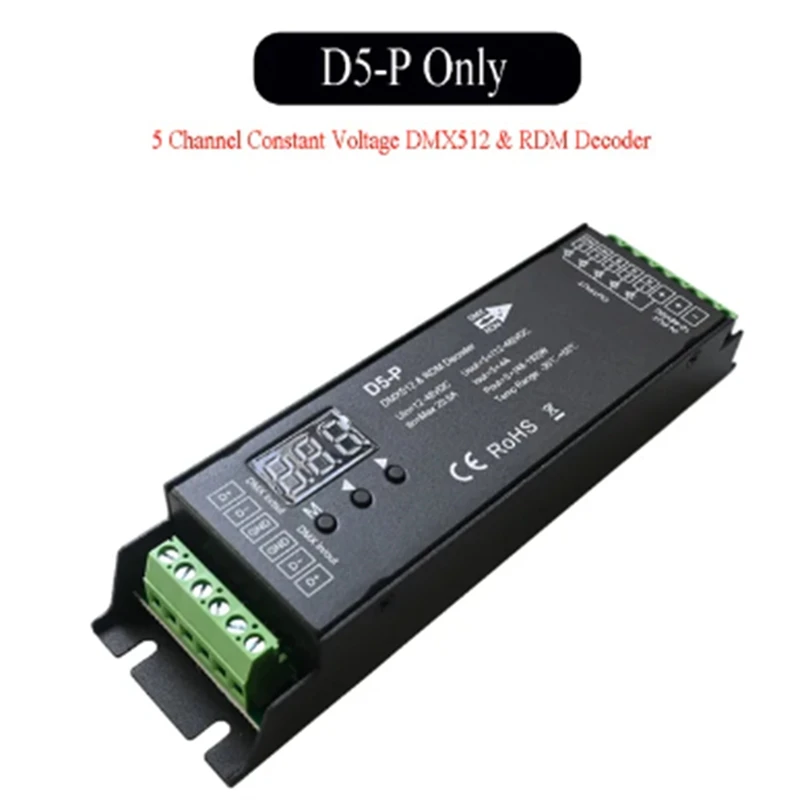 5 Channel DMX Decoder With RDM Digital Display DMX512 Dimmer Driver PWM RGBCCT LED Controller LED Module Light