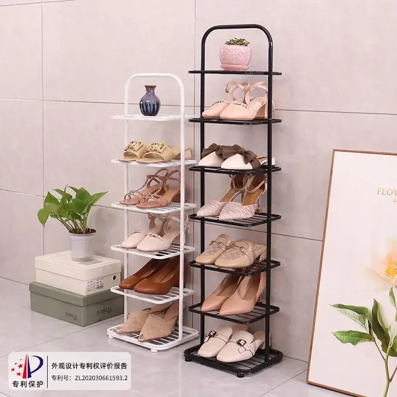 

Simple and Narrow Shoe Rack Multi-layer Indoor Entrance Living Room Dormitory Wrought Iron Storage Rack Space Saving Cabinets