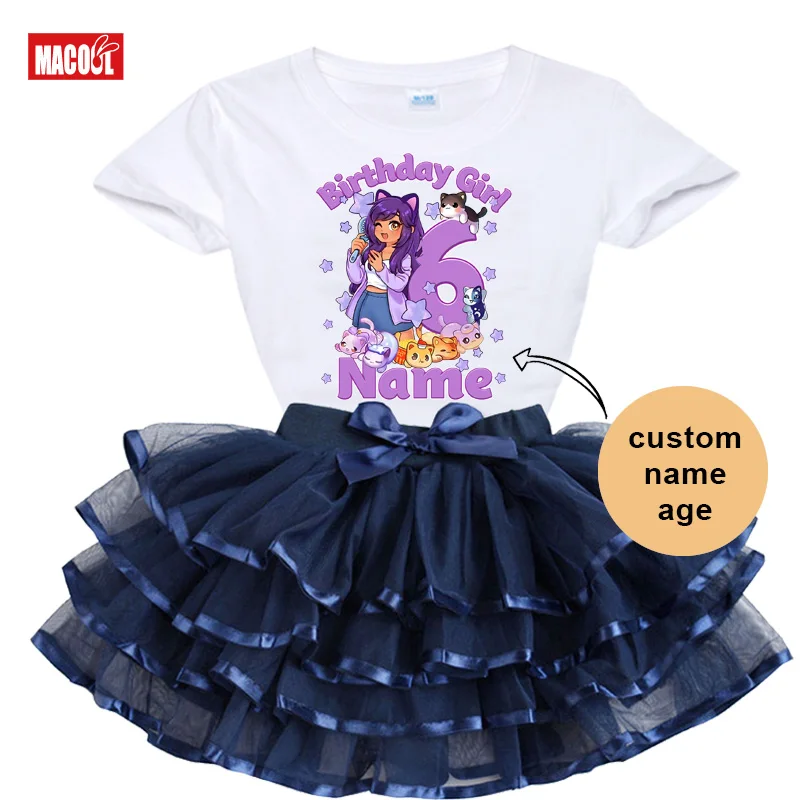 Birthday Girl Outfit Dress Custom Name Birthday Outfits for Girls Kids Tutu Skirt Set Party Girl Dhirt Tutu Set Personalized 5th