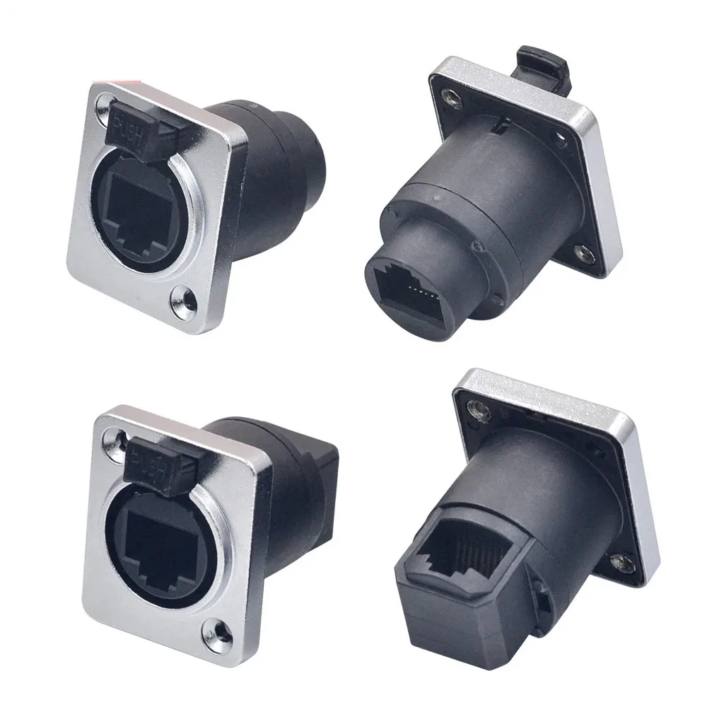 Waterproof RJ45 Ethernet Connector - IP65 Panel Mount Socket with Rubber Cover 8P8C D-Type Jack for Outdoor/Industrial Networks