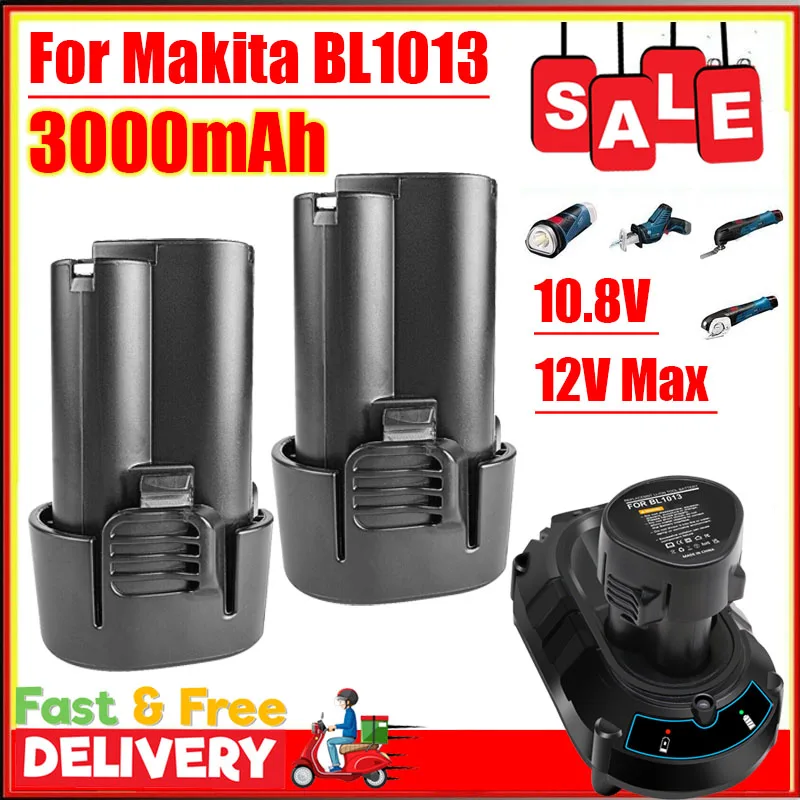 BL1013 BL1014 Battery 10.8V 12V Max 3000mAh Lithium Battery for Makita BL1013 TD090D TD090DW LCT203W LCT204 194550-6 Charger