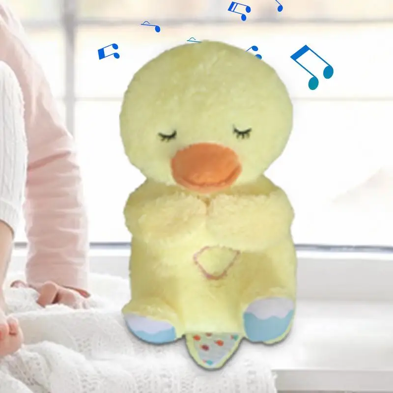 Cute Duck Plush Toy Soft And Comfortable Breathing Bear Baby Glowing Sleep Buddy Plushie Pillow Doll Toy birthday Gift For Kids