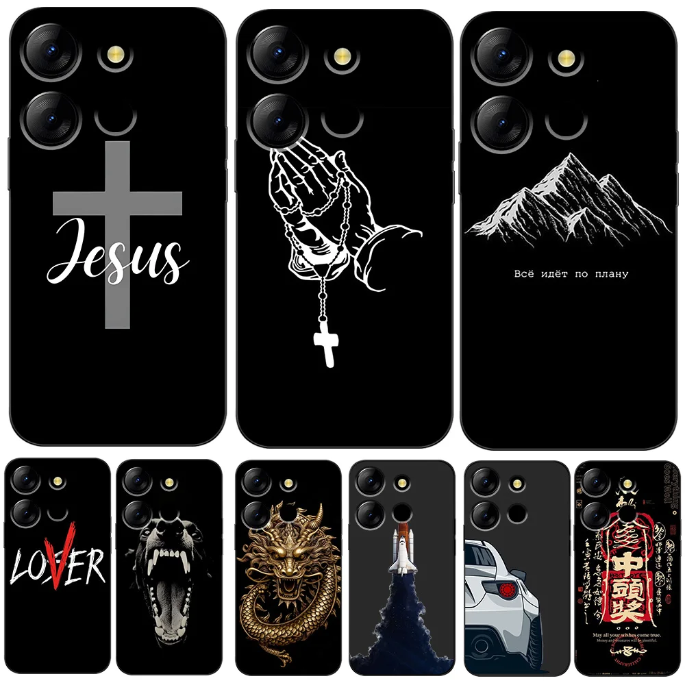 Case For INFINIX NOTE 30i 4G 30VIP Silicon Phone Back Cover black tpu case simple pattern jesus cross