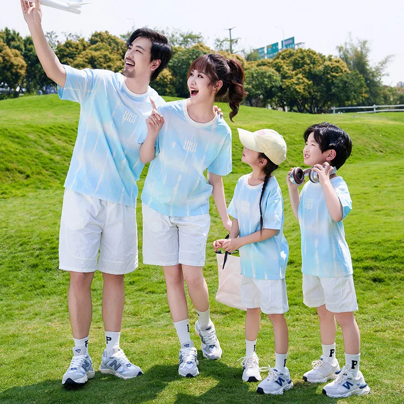 

Family T Shirt Parent-child Matching Outfits Mother Father and Daughter Son Short Sleeve Tees Tops Mom Dad and Children Clothes