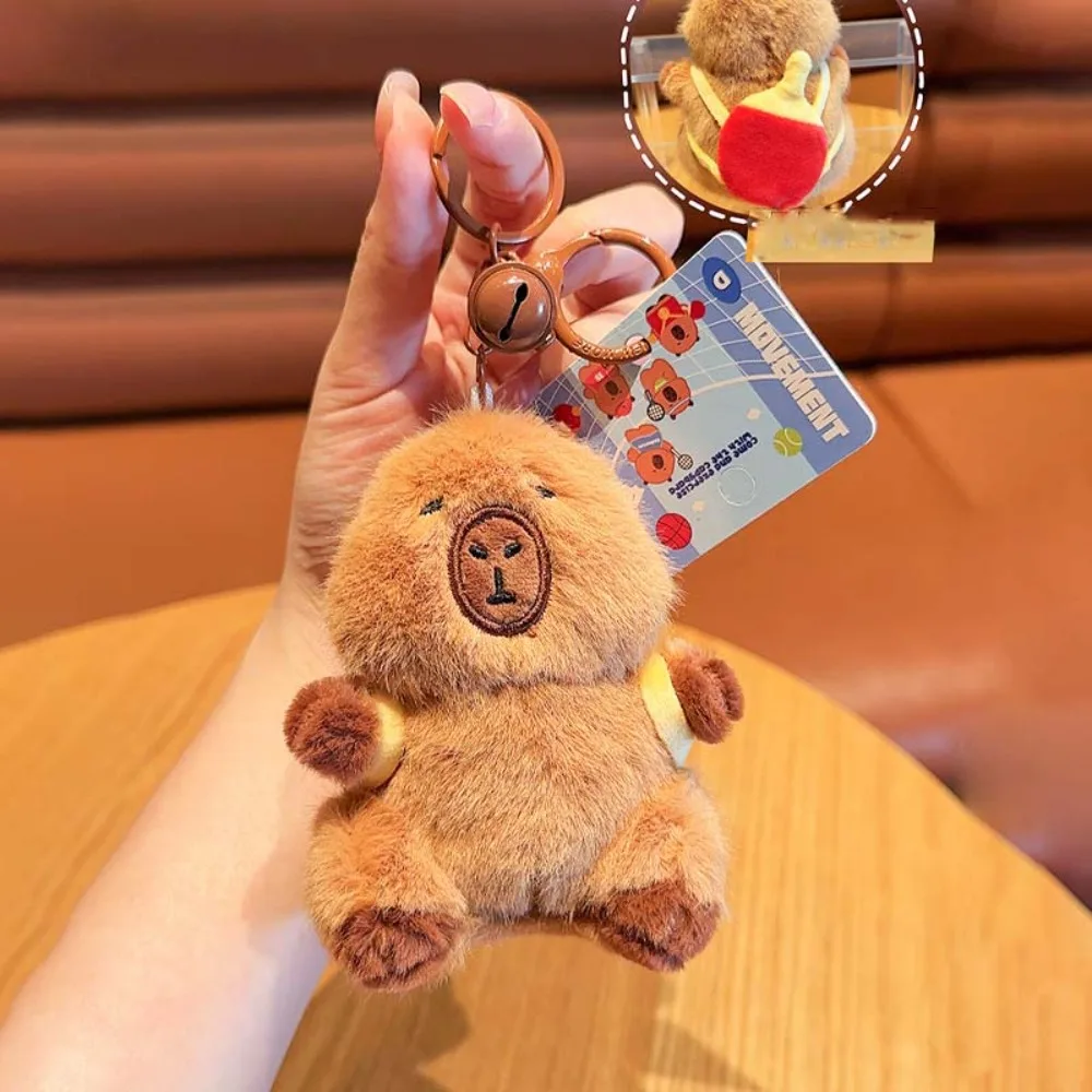 مضحك لينة كابيبارا حلقة رئيسية عبر خلع الملابس مضحك على ظهره رفرفة دمية كرة السلة تنس الطاولة أفخم الرياضة قلادة النساء #3