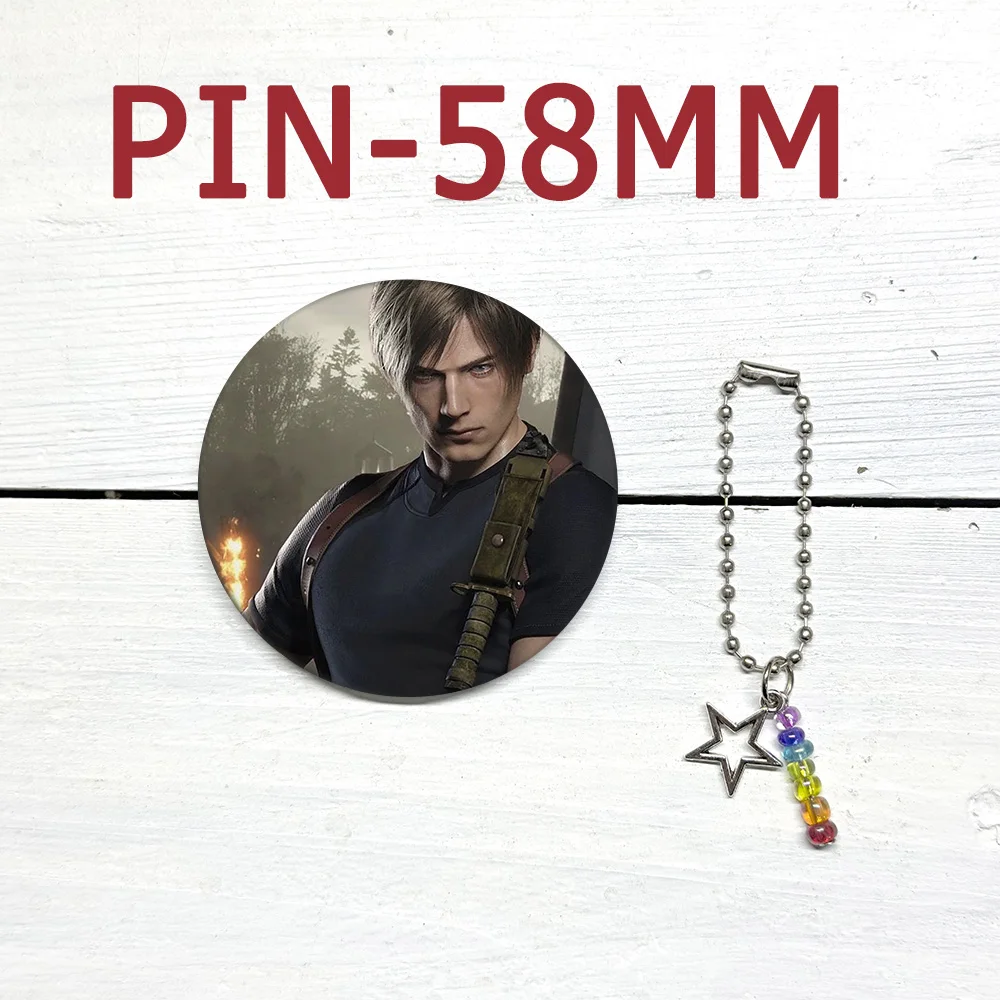 Leon Kennedy Pins Badge Soft Metal Button Keychains Lapel Pin Red Evil Game Creative Jewelry Hat Bag Jeans Leon Pin Brooch Gifts