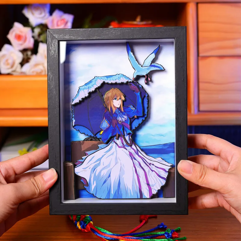 2025 古典的なアニメヴァイオレットエヴァーガーデン 3D 手作りアート絵画漫画フィギュア収集画像装飾品寝室デコラファンギフト