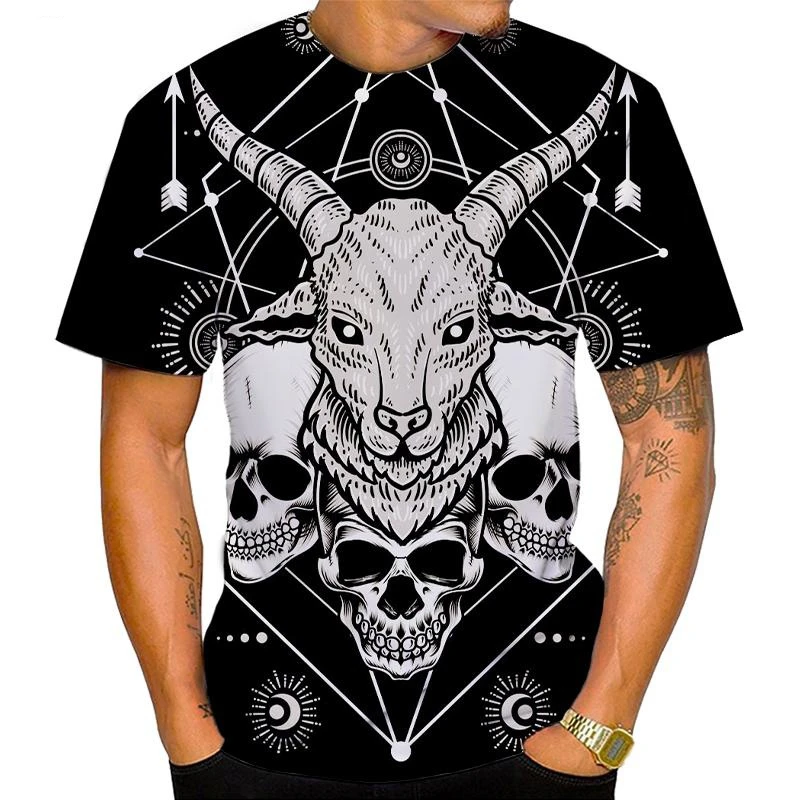 Fashion Casual Cool Devil Satan 3D Printing Men Ladies T-Shirt Round Neck Short Sleeve Top T-Shirt XXS-6XL