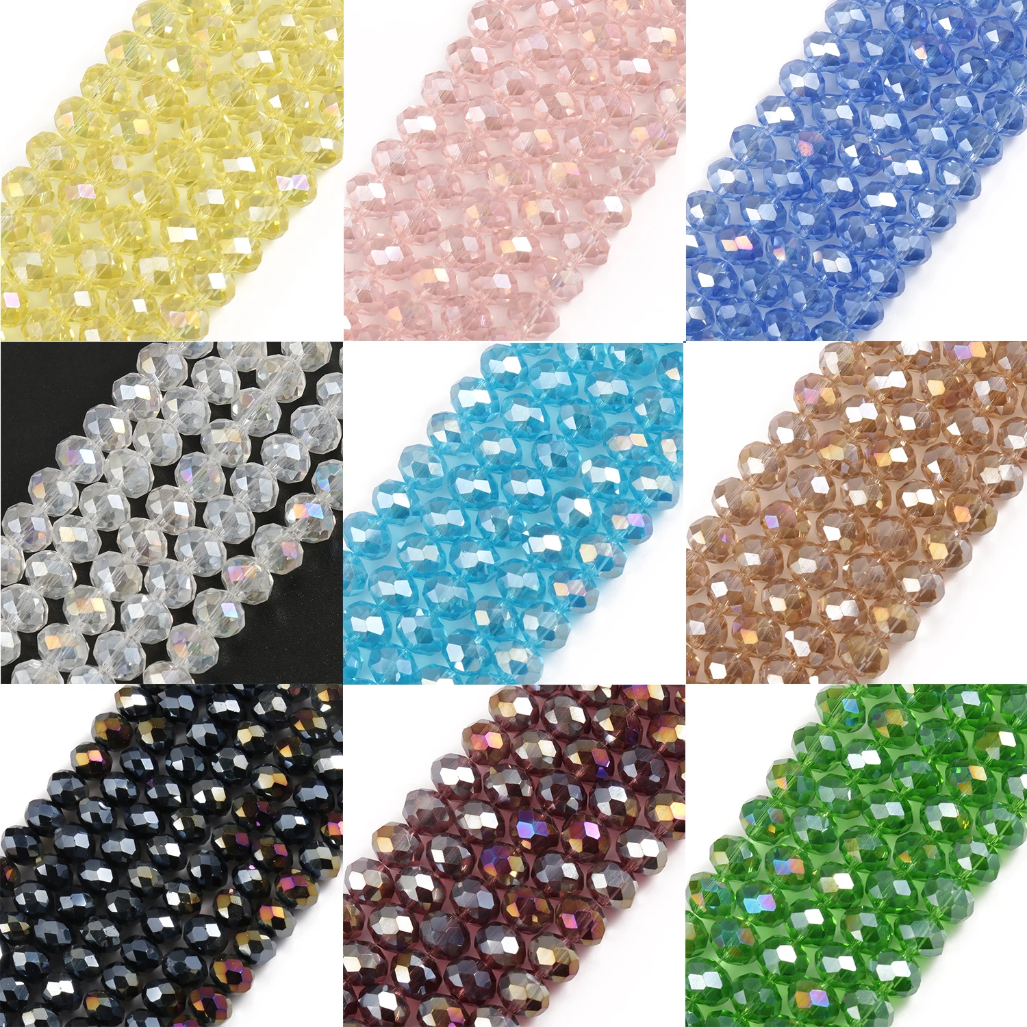 

3/4/6/8mm Natural Stone Faceted Crystal Glass Beads Flat Round Loose Jades for Jewelry Bracelet Necklace DIY Handmade Making