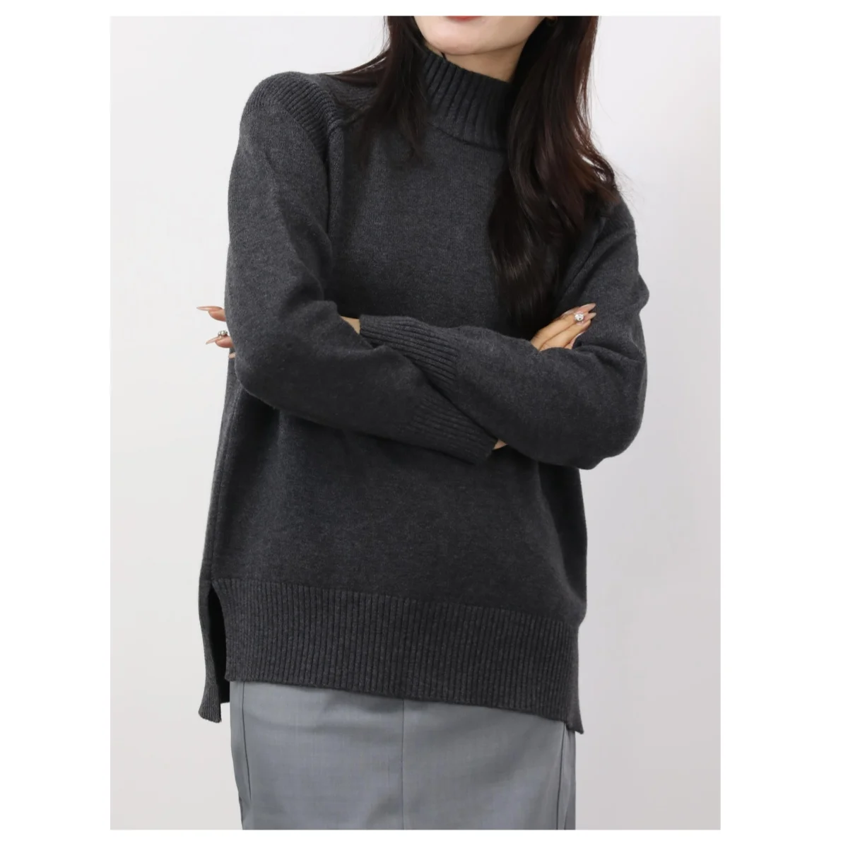 Maglione a collo alto stile urbano Moda e tempo libero da donna Pullover in maglia a maniche lunghe Autunno Inverno Maglieria calda a collo alto