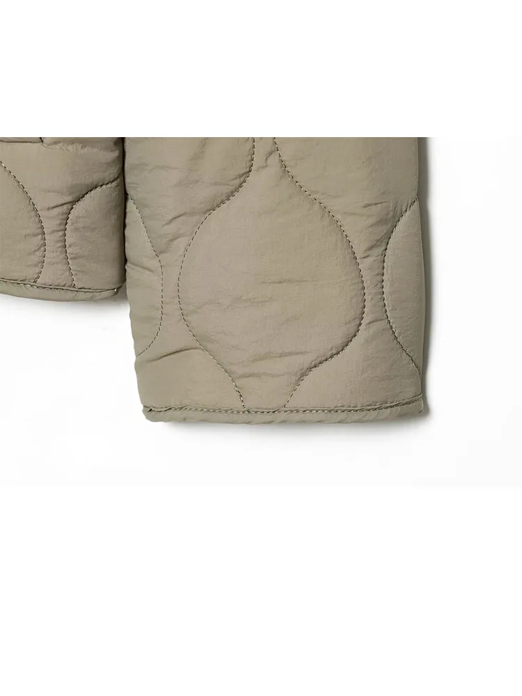 HH femmes simple boutonnage col montant manches longues poche décoration manteau court femme hiver décontracté rue couture coton veste