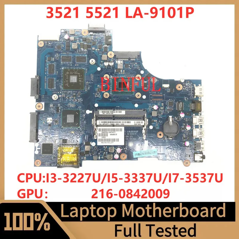 0K9PG1 0P14T7 00P55V для Dell 3521 5521, материнская плата для ноутбука с процессором I3-3227U/I5-3337U/I7-3537U 216- 0842009   LA-9101P 100% тест ОК