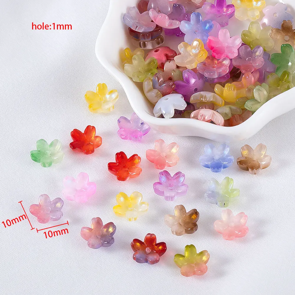 50-100pcs/lot 10mm Glass Gradient Loose Bead Cherry Blossom Beads for DIY Jewelry Making Bracelet Necklace Earring Accessories
