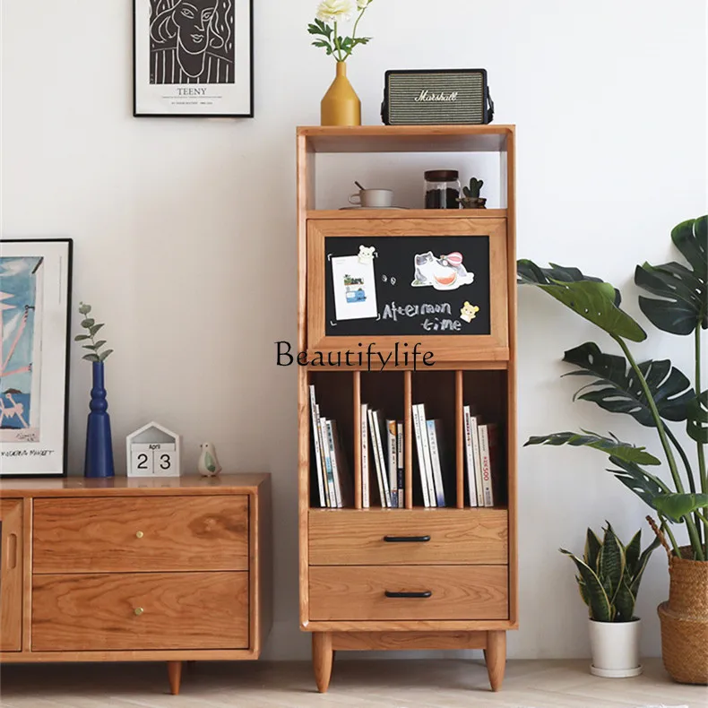 Japanese-style simple magazine cabinet Nordic solid wood small apartment multi-functional locker