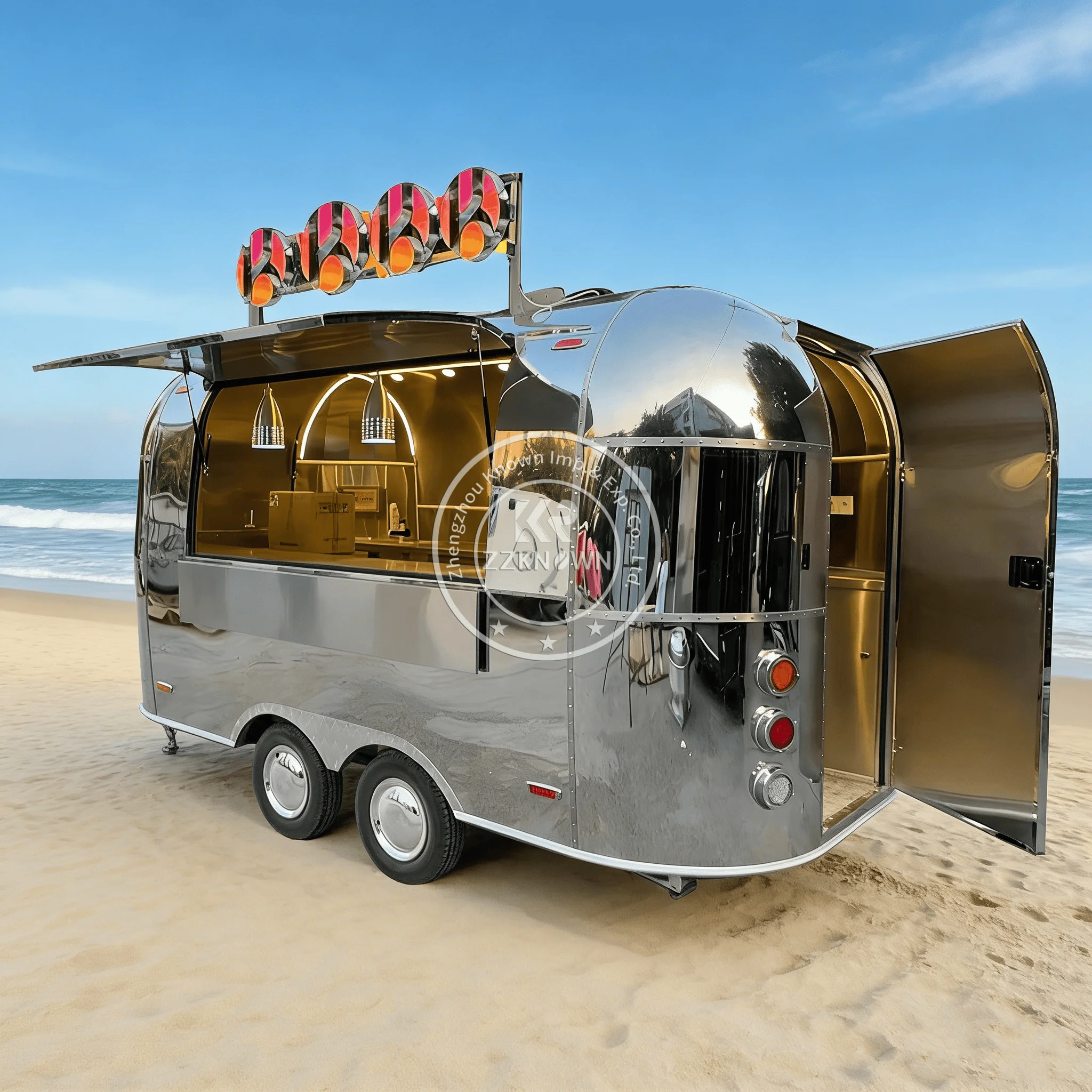 

New Design Mirror Stainless Steel Food Truck Ice Cream Street Mobile Outdoor Kitchen for Sale in USA DOT Certification