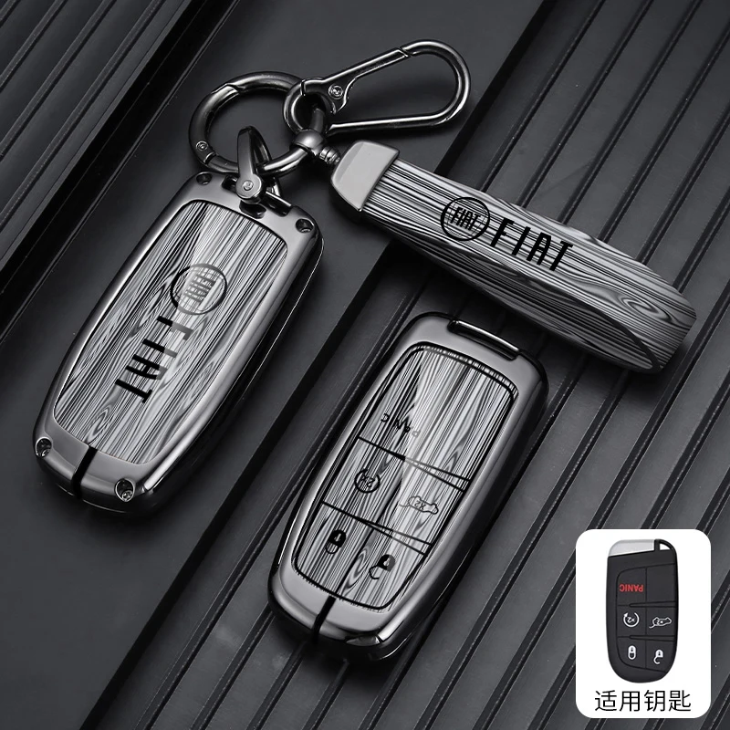 Zinc Alloy Car Key Case Cover Shell For Fiat Freemont Toro 500L 500X 2016 2017 2018 Dodge Jeep Chrysler 5 Button Car Accessories