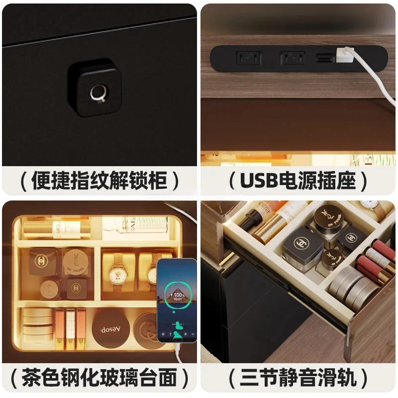 Mesa de cabeceira simples e moderna casa quarto armário recarregável