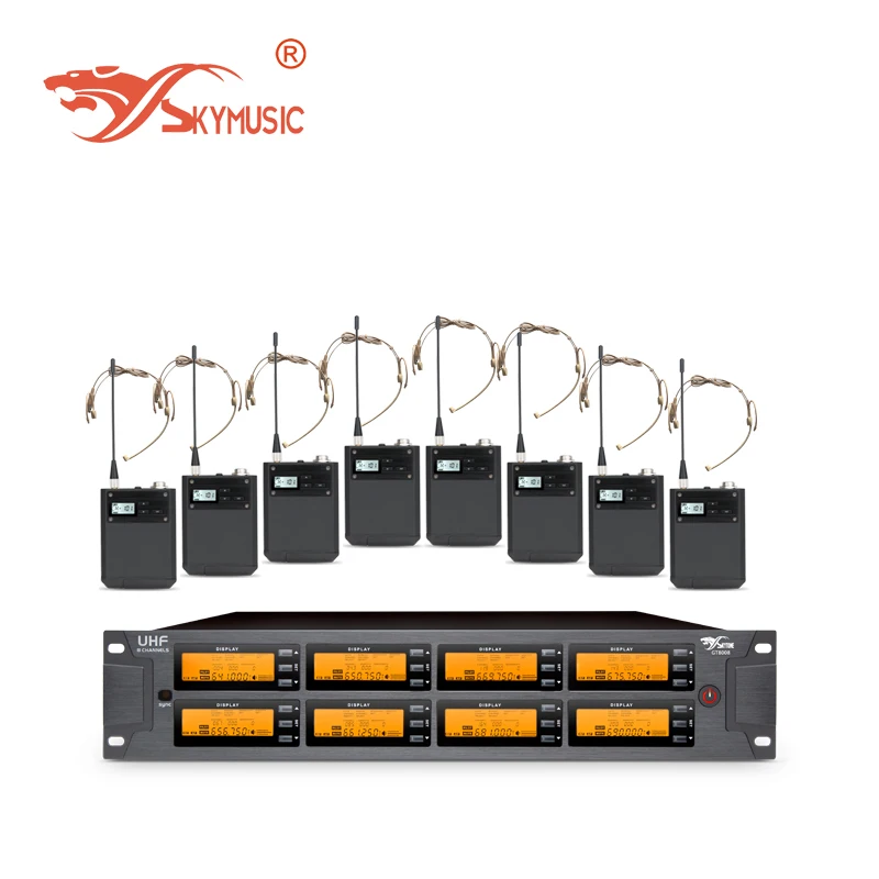 

Customized GT8008-B40 8CH Wireless Headset Microphone 8 UHF 645-685MHz 800-860MHz Chinese Factory