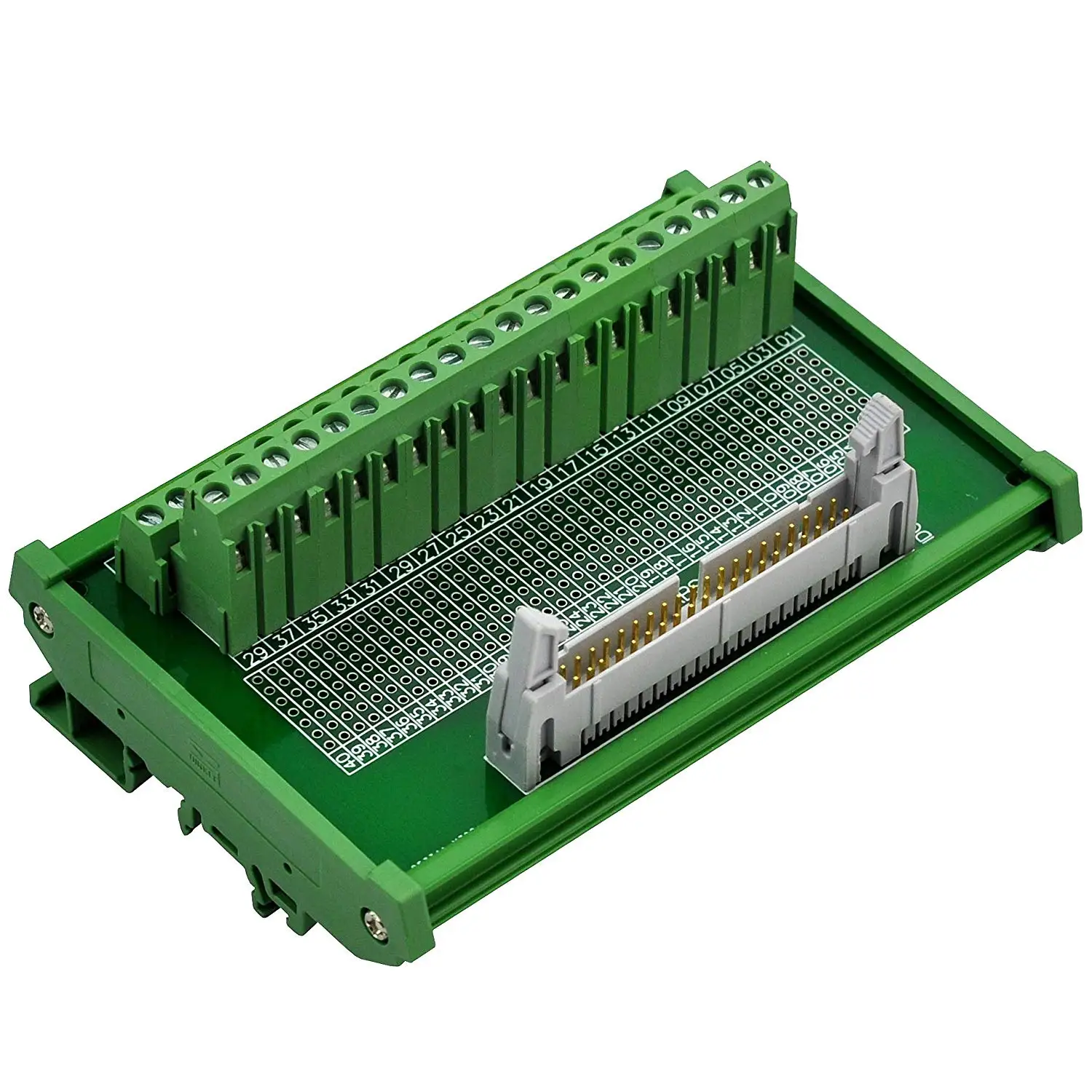 CZH-LABS DIN Rail Mount IDC-40 Male Header Connector Breakout Board Interface Module, IDC Pitch 0.1