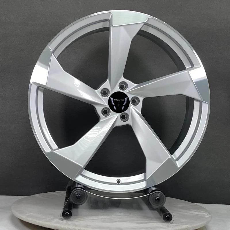 Customized Lightweight Aluminum Alloy 6061-T6 18 19 20 21 22 Inch Five Holes Sliver Coating Machine Face Forged Wheels
