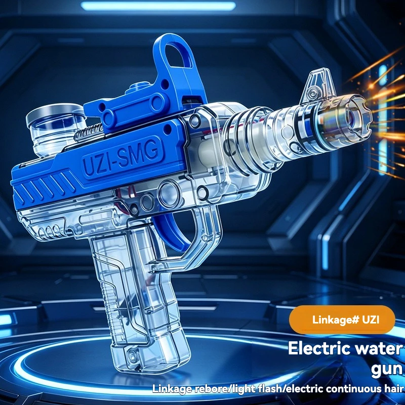 2026UZI Electric Continuous Water Gun Children's Toy Uzi Large Capacity Charge High Pressure Automatic Water Absorption Spray Gu