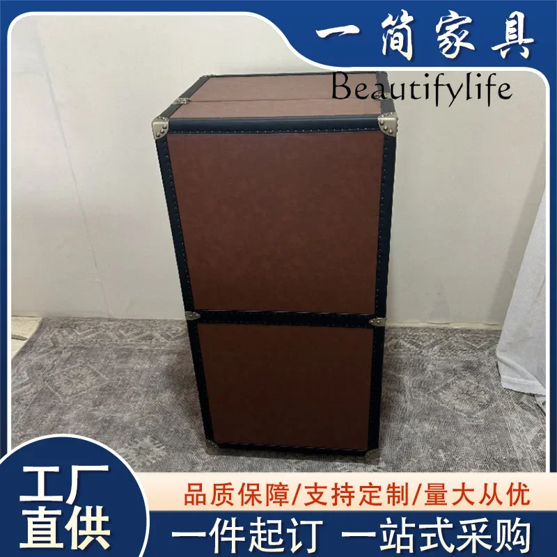 R mittelalterliche Retro-Möbel, Weinschrank im Kofferstil, französischer kreativer Beistellschrank, nordischer Modedesigner