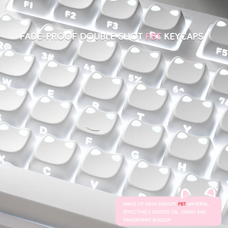 XVX White Lumicat MAO Profile Side-Printed Shine-Through 113-Key
