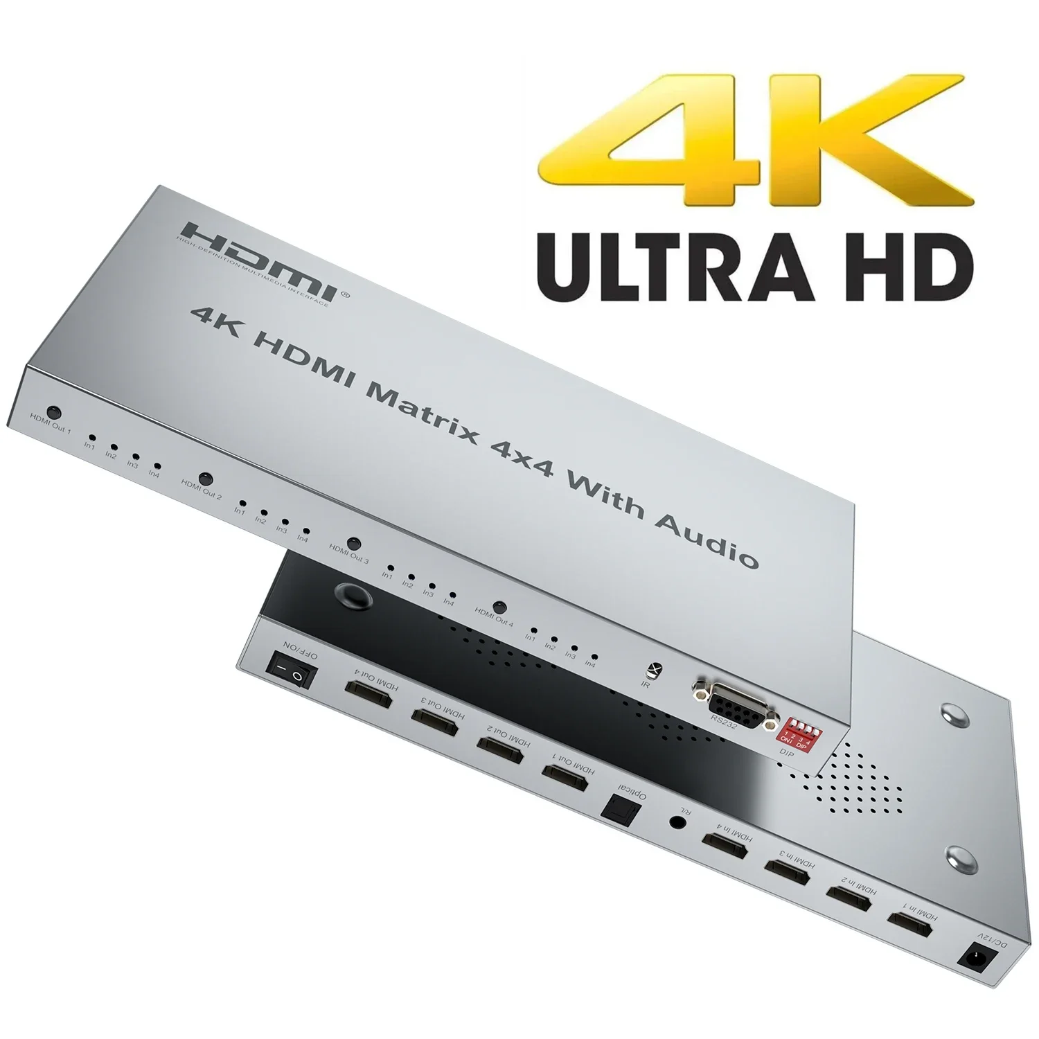 

4k 4x4 HDMI Matrix with Toslink Stereo Audio Extractor 1080p HDMI Matrix Selector 4 In 4 Out HDMI Switch Splitter W/ EDID RS232