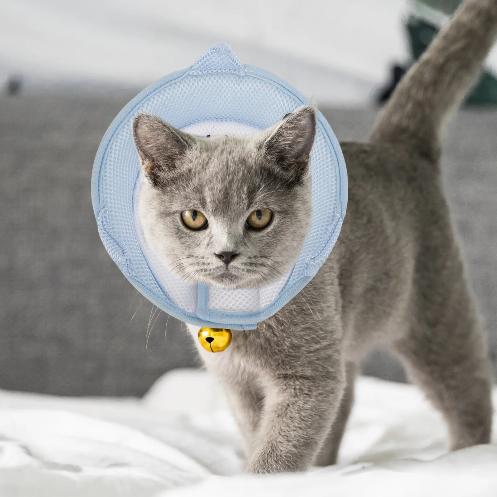 

Whale Shape Cat Recovery Collar Breathable Soft Cat Cone Collar Prevents Licking Scratching After Surgery Protective Pet