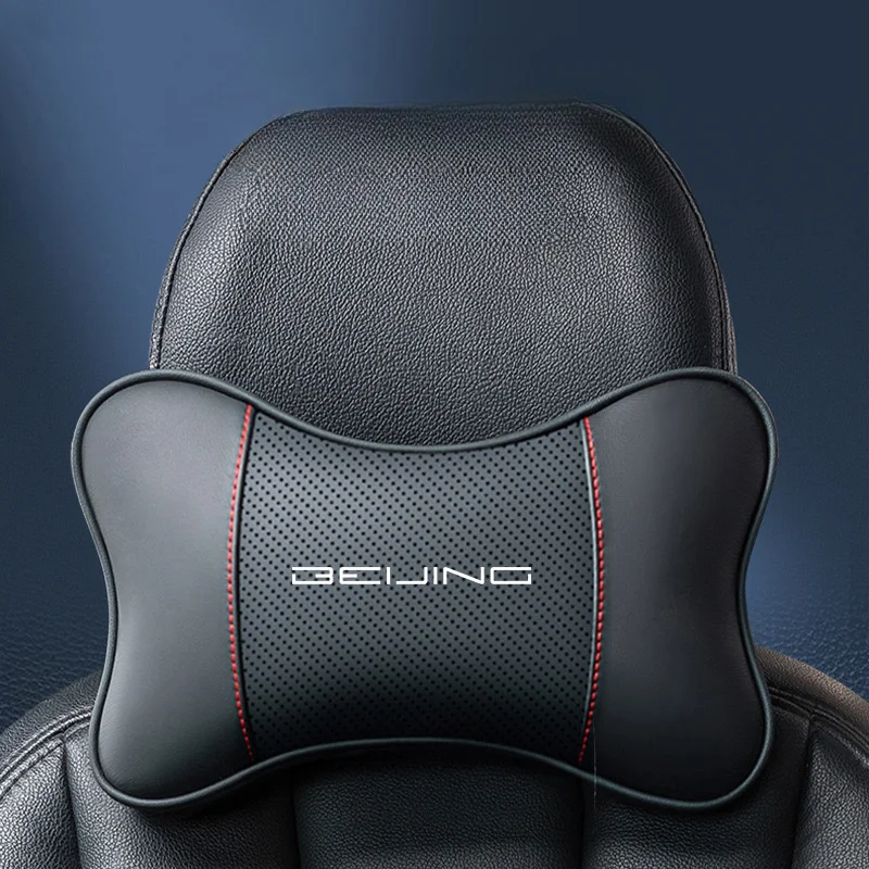 1 Stück Auto-Ornament Sitz-Kopfstütze Auto-Logo Nackenkissen für BEIJING BJ40 X55 PLUS X7 X75 BJ30 X35 D35 Zubehör Innenausstattung