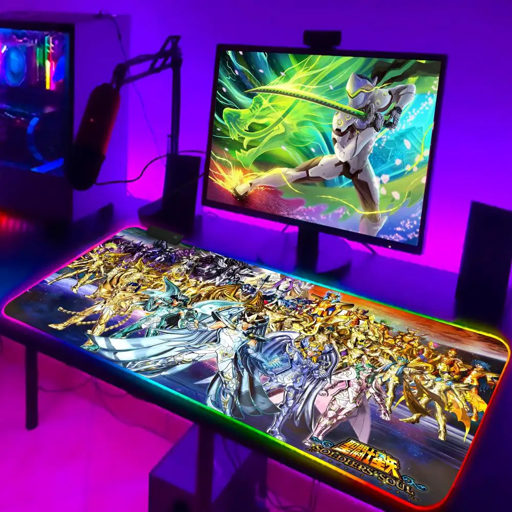 S-Saints Seiyas Anime Mouse Pad, CS-GO, Super Grande, RGB, Luminoso, Jogo de Escritório, Teclado Competitivo