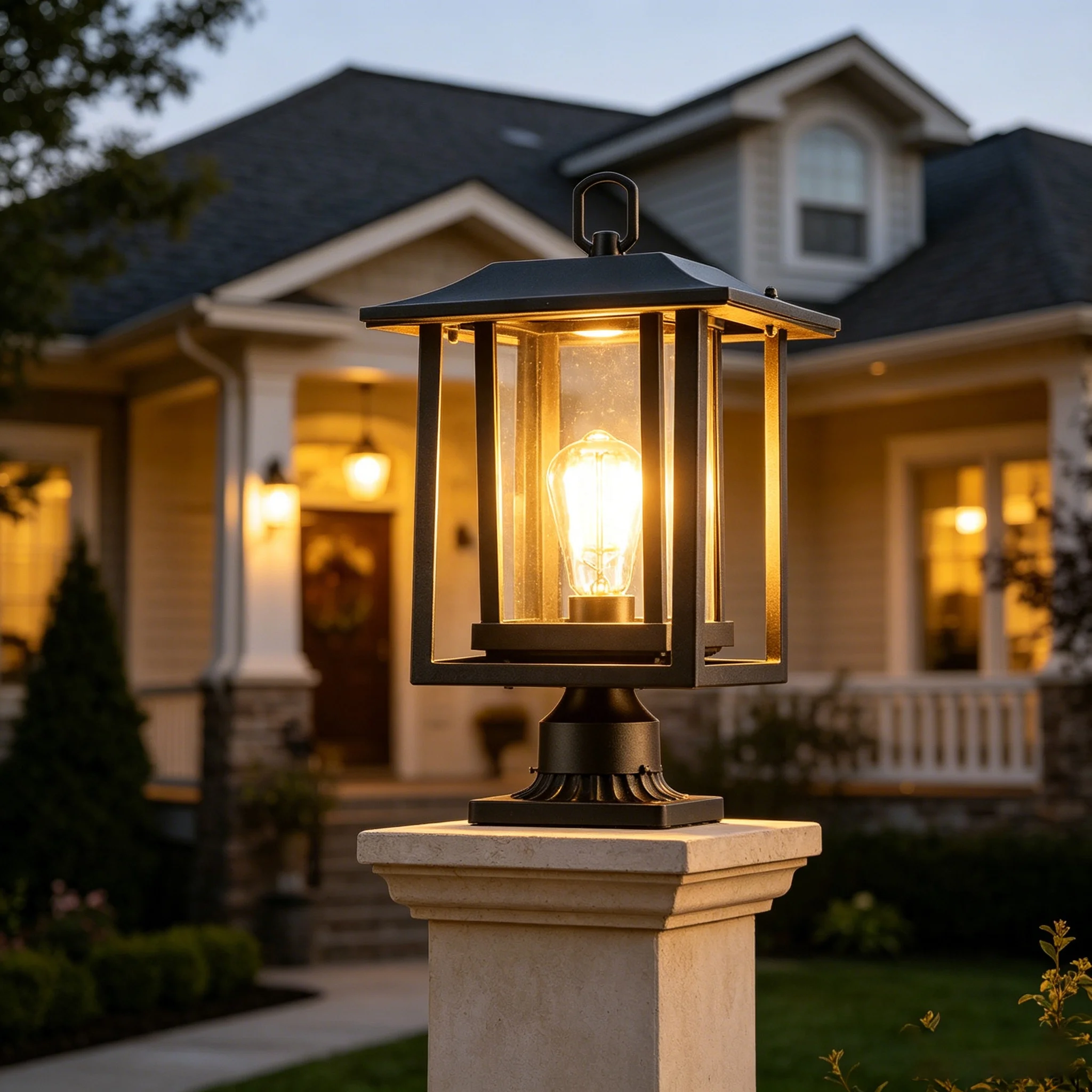 Die Cast Aluminum Light-emitting Diode Lamp Glass Lampshade IP65 Waterproof Simple Landscape Decoration Courtyard Wall Lamp Post