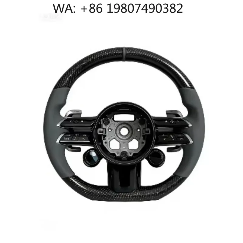 

Black Leather Carbon Fiber Steering Wheel With Rotary Knob Fit CLA W204 W205 C300 W212 W213 W222 S350 GLC C63