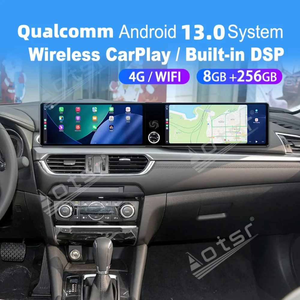 

12.3" Dual Screen Qualcomm Carplay Android Car Multimedia Automotive For Mazda Atenza 2017~2019 GPS Navi Car Radio Head Unit